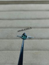 Pear Cut Teal Sapphire Ring 925 Sterling Silver Gift For Her Engagement Ring.
