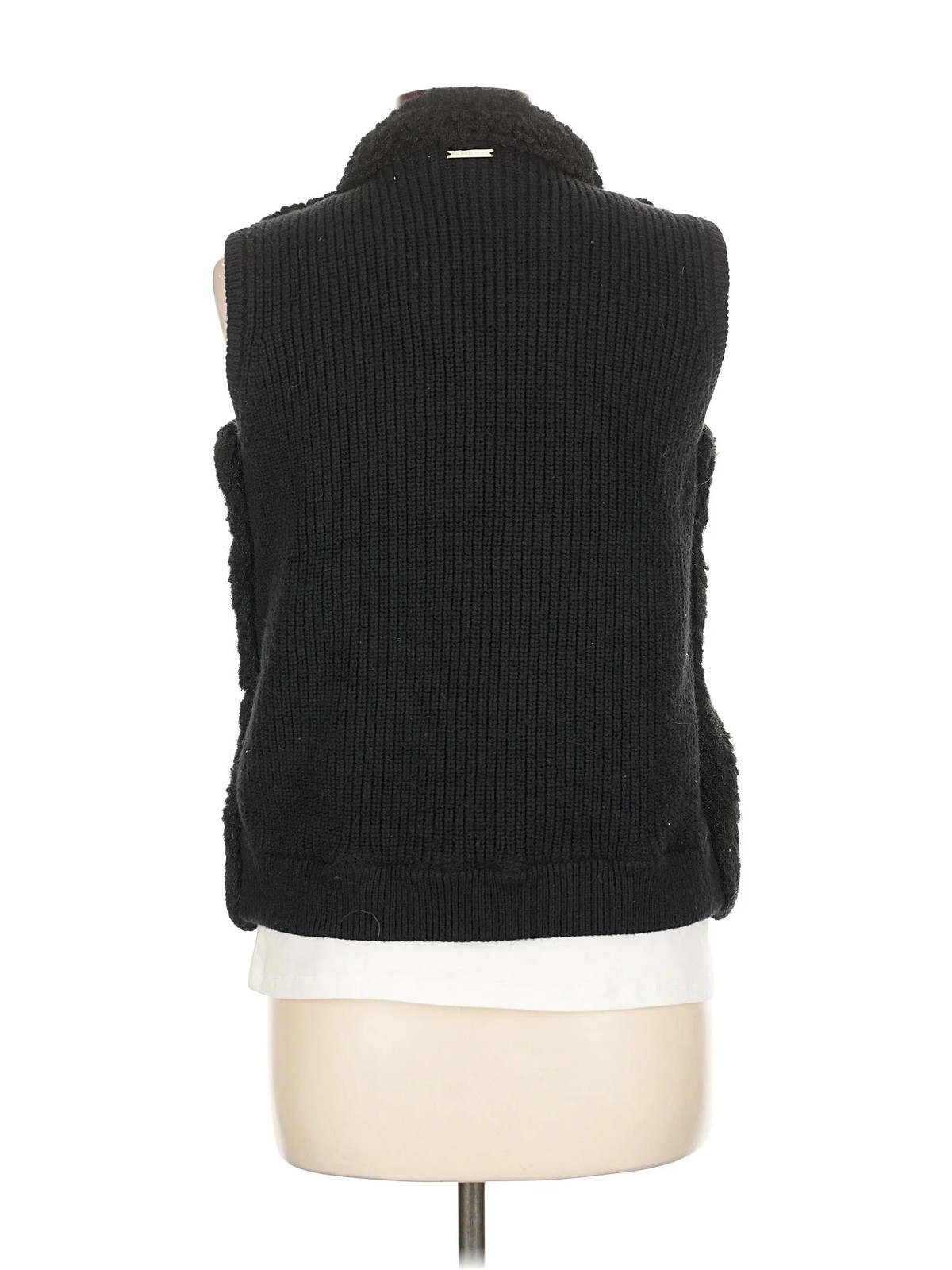 MICHAEL Michael Kors Women Black Faux Fur Vest L Petites thumbnail 2
