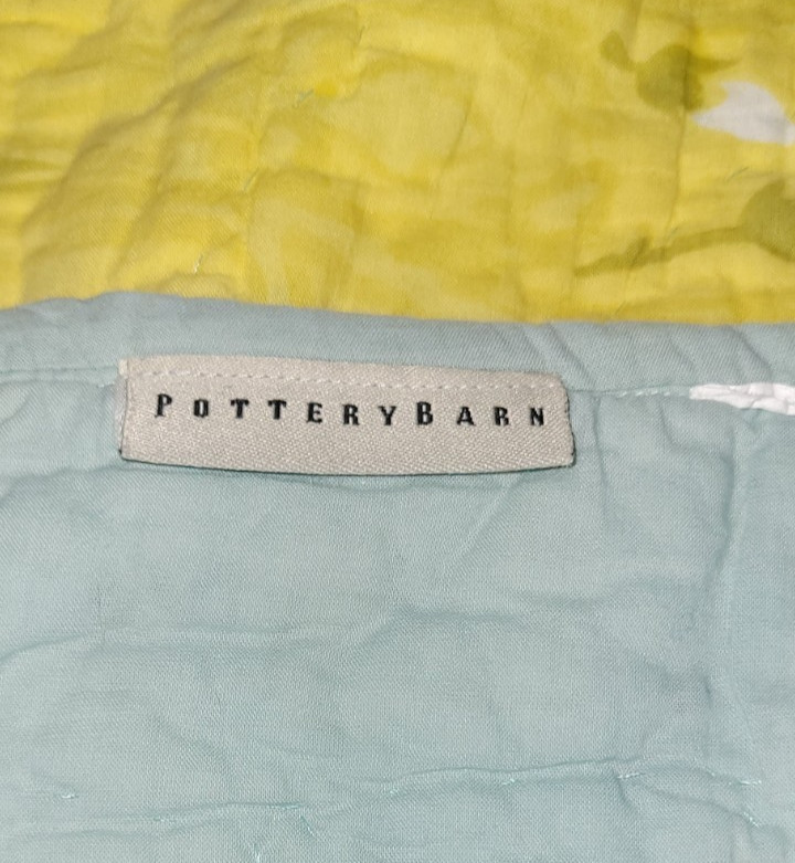 3 PCs POTTERY BARN Cal King Patchwork Quilt Bedspread & 2 Sham Reversible 108x94