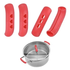 4-Pack Silicone Assist Handle Holder Grip, Hot Handle Sleeve [Red]