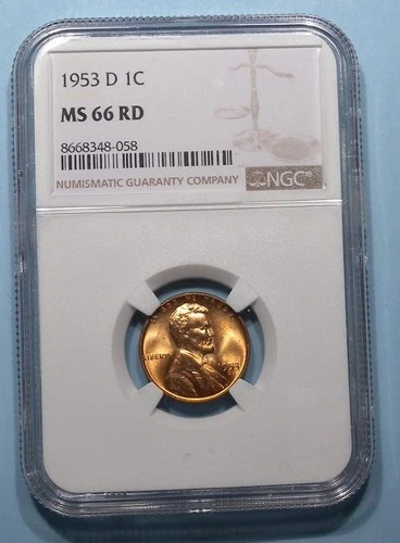 1953-D WHEAT CENT NGC MS 66 RD EBAY AUCTION COMP $46 STOCK PHOTO #SP-9