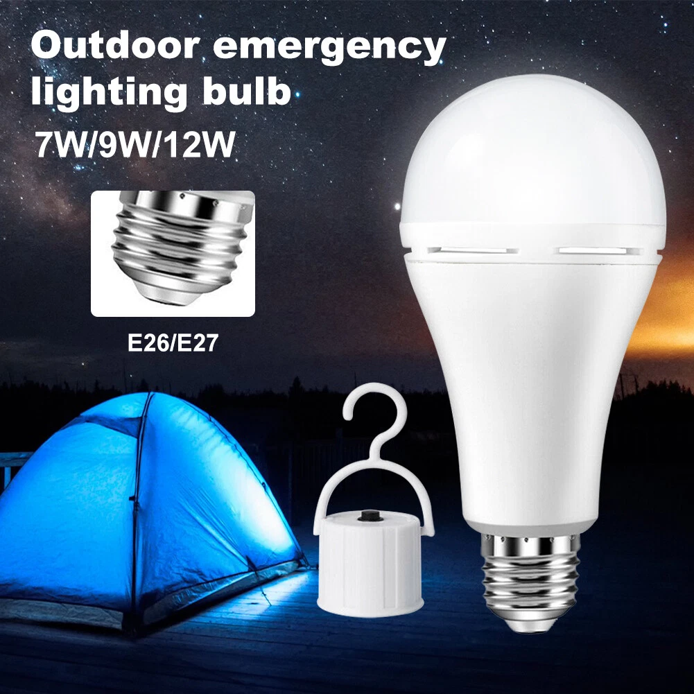 E27 Rechargeable Bulb Globe 7 12W LED 3 Hours Battery Backup For Camping Travel