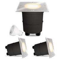3Er Set Led Bodeneinbaustrahler Madon Eckig Dimmbar Mit 7W Led GU10 Dim Warmweiß