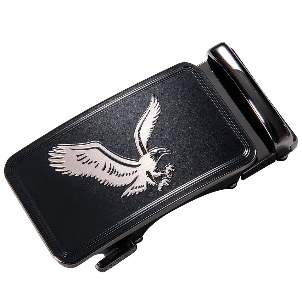 Hi-Tie Men’s Ratchet Belt – Real Leather Automatic Buckle, Adjustable Western Style, Black Animal Print