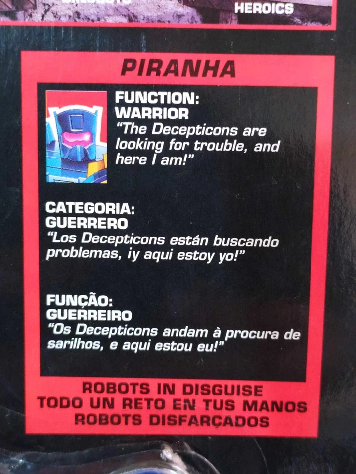 Rare vtg Transformers GEN2 Rotorbots Piranha Hasbro 1993 NOC - Image 4 of 4