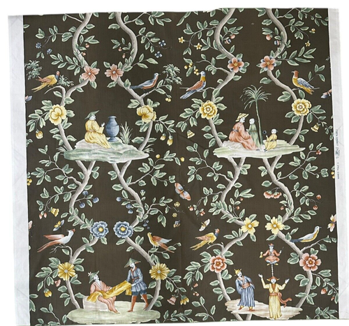 Vtg Brunschwig Fils Lorenzo Rubelli Chinoiserie Fabric Sample Marco Polo 52Lx50W - Picture 2 of 16