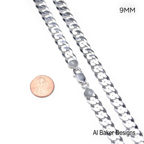 Collar o pulsera de cadena cubana bordillo plata esterlina 925 sólida Italia - Imagen 9 de 16