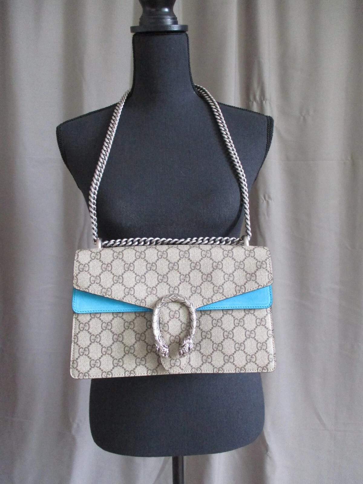Autentica borsa a tracolla Gucci Dionysus borsa media in camoscio turchese così bella!