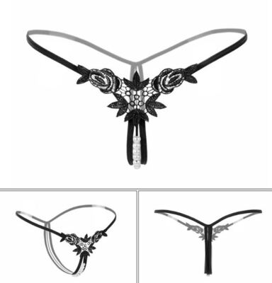 Women Sexy Thong Underwear Pearl Lace G-string  Panties Lingerie T-back Knickers