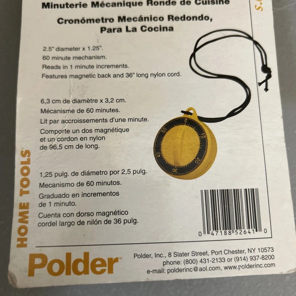 Polder Mechanical Kitchen Time Neck Cord / Magnet on Back. Yellow And Black - Image 4 of 4