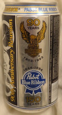 Pabst Blue Ribbon - Harley-Davidson Beer Can - 12 Ounce - 90 Years