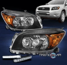 For 2006 2007 2008 Toyota RAV4 Black Headlights Headlamp Lamp w/LED DRL Kit L+R