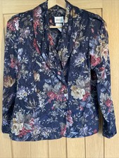 Vintage Ladies 12 Leslie Fay Floral Print Buttoned Jacket Blazer Shoulder Pads