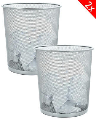 STEPHANS MÖBELBÖRSE 2x Papierkorb Metall 13 Liter Mülleimer Papiereimer Abfallkorb Kinderzimmer Grau