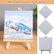 Mini Oil Painting Frame DIY Stretched Canvas with Easel Stand Stationery Gift.