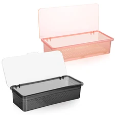 2 Pcs Flatware Trays with Lid Cutlery Organizer Silverware Countertop Boxes