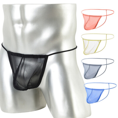 Men Mesh See Through Sexy Bikini G-strings Thongs T-back Briefs Underwear