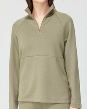 Image of Very Essentials Premium Soft Touch Half Zip Co Ord Top - Khaki Size 18