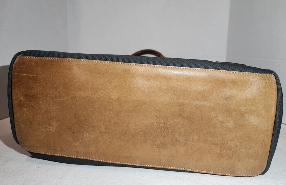 Bolso de Mano Coach Cuero Tostado y Lona Gris J3K-6454 Cartera Parte Inferior de Cuero Foto 4 de 4