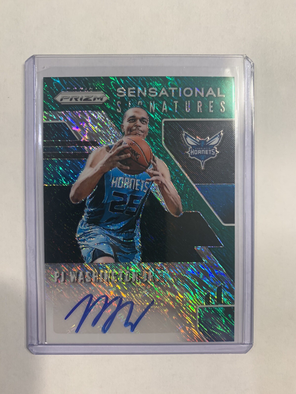 2019-20 Prizm PJ Washington Auto Green Shimmer #18/25 FOTL Rookie Signatures RC