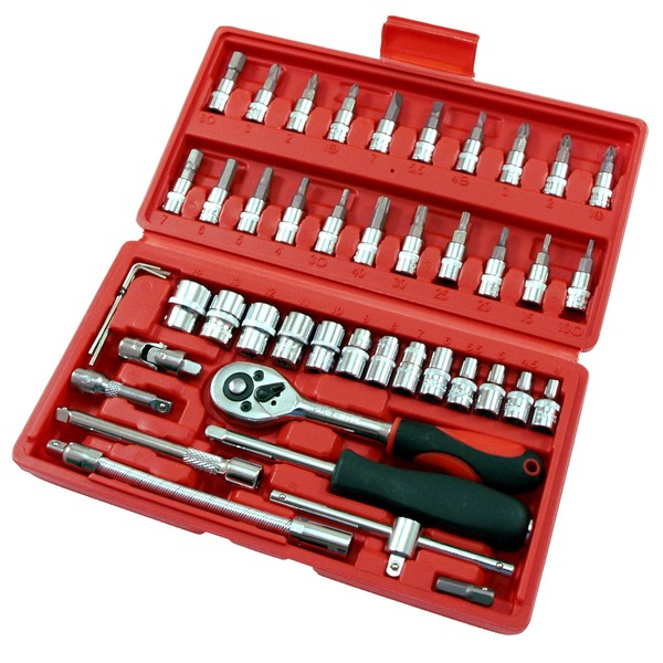 "SteckschlüSselsatz 46 Teilig NüSse Knarren Kasten Ratschen 1/4\" Cv Set"-image