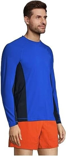 Neu mit Etikett Lands' End Herren Rundhalsausschnitt Langarm Hautausschlag UPF 50 L $ 60 FLI155 - Bild 3 von 5