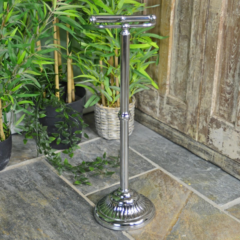 Victorian Free Standing Toilet Roll Holder Bright Chrome eBay