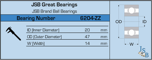 6204-ZZ High Quality Two Side Metal Shield Ball Bearing 20x47x14 6204 ZZ 6204Z - Picture 2 of 4