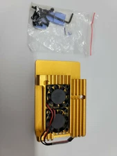 Dual Fans Aluminum Case Housing Enclosure Gold Heat Sink for Raspberry Pi 4B