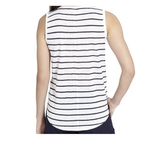 Athleta Stripe Linen Criss Cross Tulip Hem XXS Zephyr Sleeveless Tank Top - Picture 2 of 4