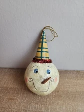 Snowman Head Ornament Retro Style Holiday Hanging Christmas Tree Decor