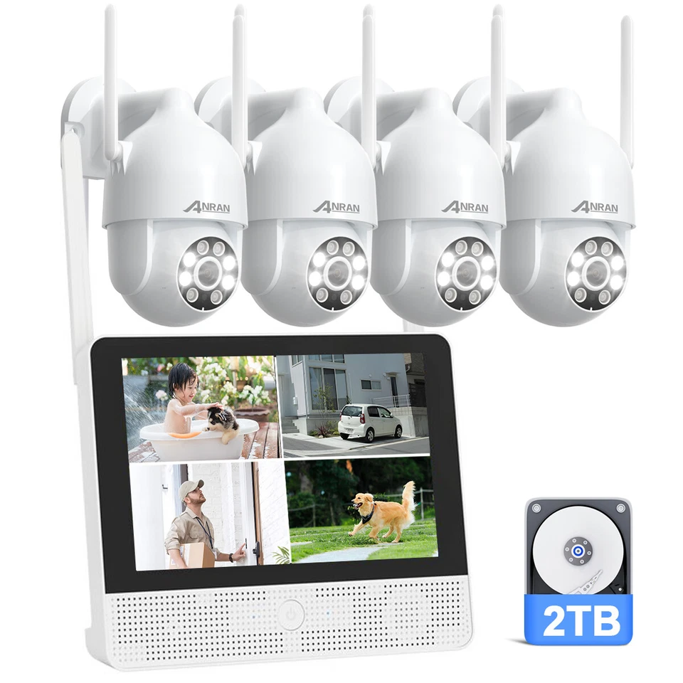 ANRAN 8CH 5MP Security Camera System Wireless Outdoor with 12” Monitor WiFi 2TB