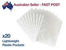 20 Pack A4 Sheet Protector Plastic Pockets Bulk Lot Clear Reinforced Folder NEW