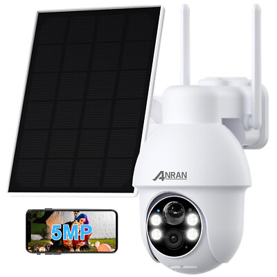 ANRAN Solar Powered Camera CCTV Wi-Fi Security IP Camera System 5MP 2-Way Audio