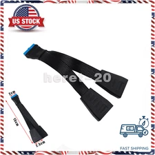 Motherboard USB3.0 19/20Pin Header 1 to 2 Extension Splitter Cable 15cm Internal