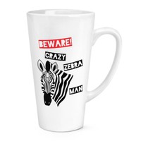 Beware VerrüCkte Zebra Mann 483Ml Groß Latte Becher Tasse - Lustig