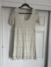 Pins & Needles Women's White Lace Dress Large Urban Outfitters Bridal Crochet