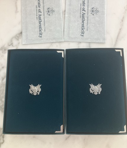 (2) 1990 US Mint Prestige Proof Set 90% Silver Dollar Box & COA - Picture 3 of 7