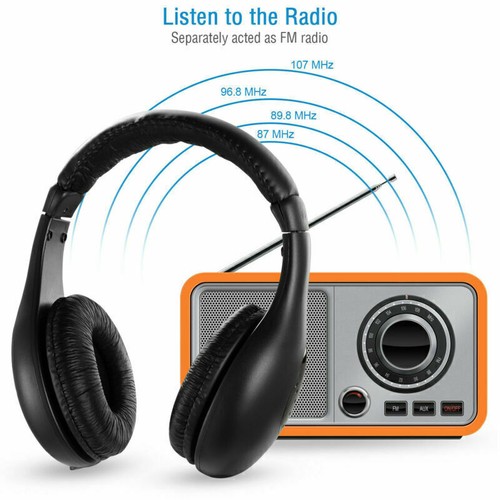5-in-1 Cordless Headphones, Wireless Earphone FM Radio TV Headset Wired Headphon - Picture 10 of 12