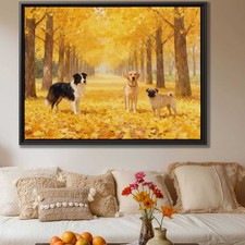 Dog Artwork Print Border Collie Labrador Framed Oil Painting Canvas Decor
