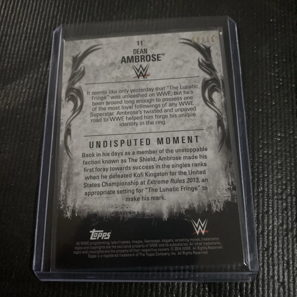 2016 Topps WWE Undisputed Gold Dean Ambrose #11 SN# /10 SSP Rare Card - Image 4 of 4
