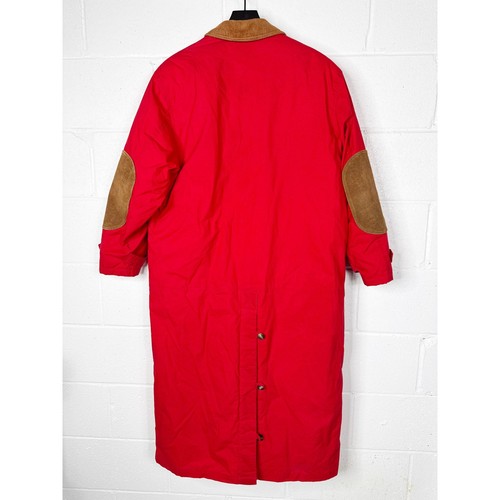 Vintage Eddie Bauer Goose Down Barn Coat Womens L Red Long Duster Chore Jacket - Picture 2 of 9
