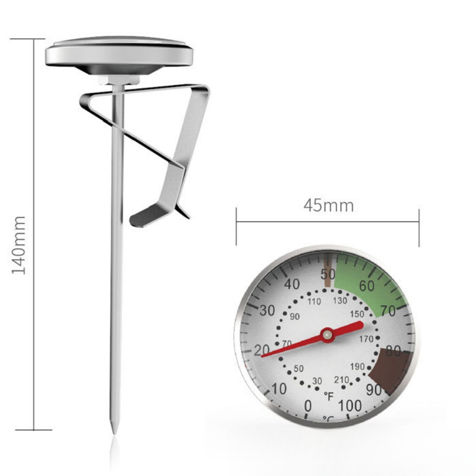 Milk Froth Thermometer Stainless Steel for Latte For Cappuccino 4..4x13 ...