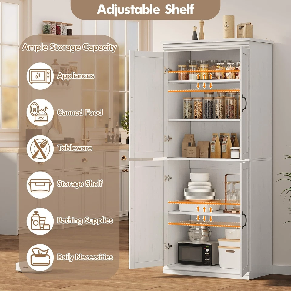 Armário de despensa, armário de armazenamento independente para despensa de cozinha, armário de 70 pol, T... - Imagem 4 de 4