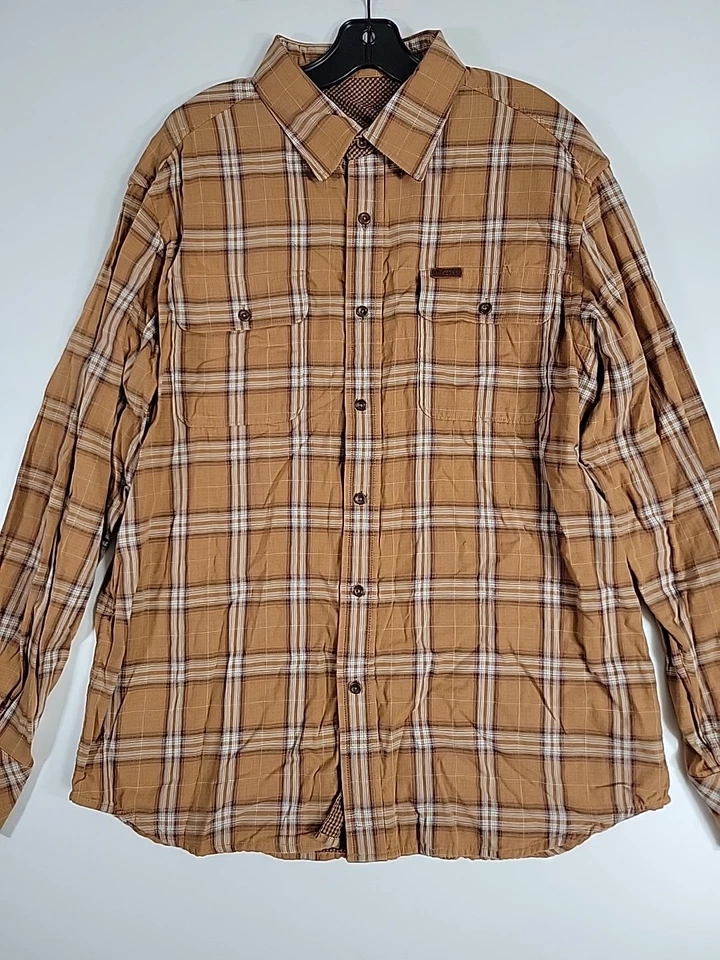 Camisa Rocawear Marrón y Tostado a Cuadros Botones Manga Larga Para Hombre XL Foto 2 de 4