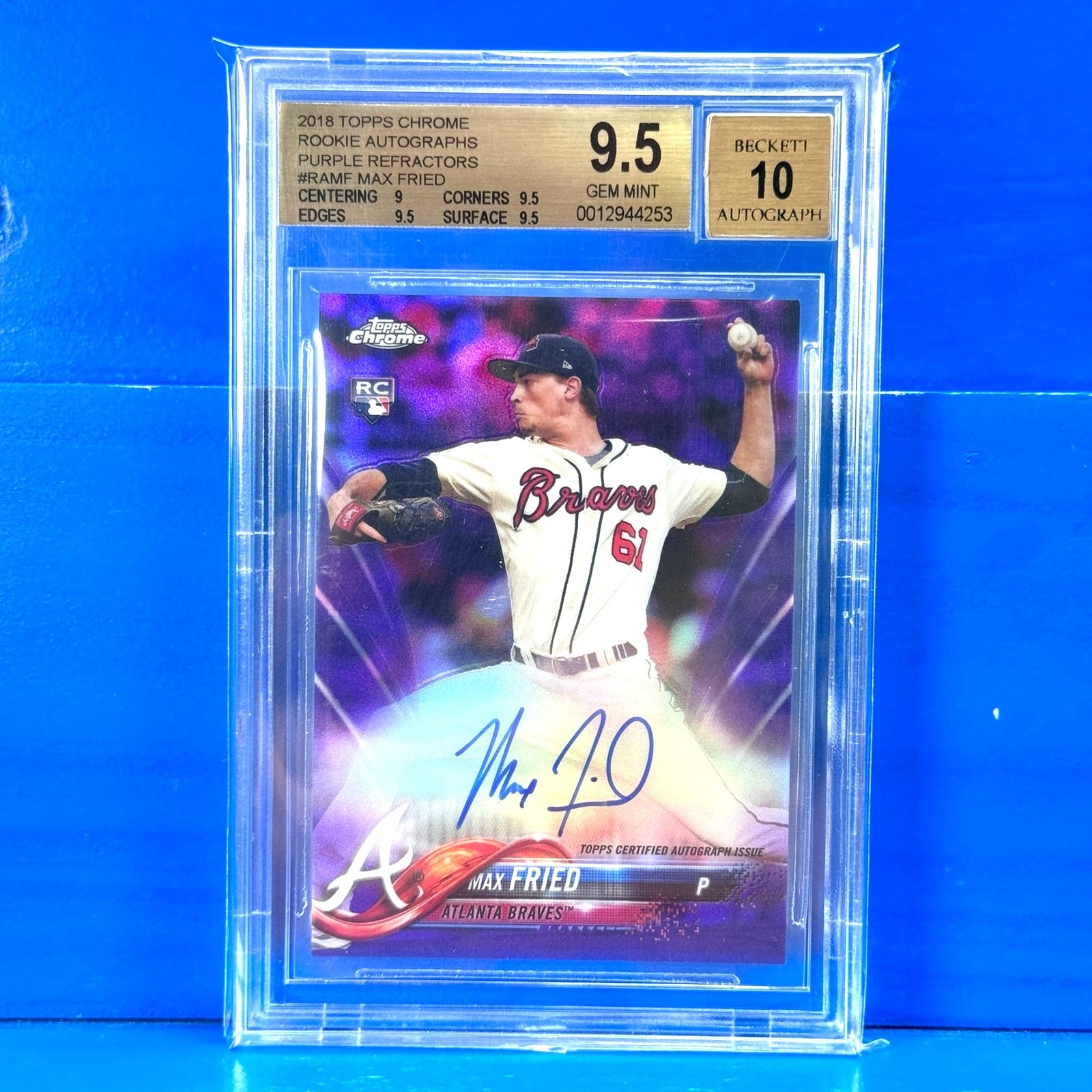 MAX FRIED 2018 Topps Chrome Rookie Autograph #RA-MF Purple Refractor BGS 9.5 RC