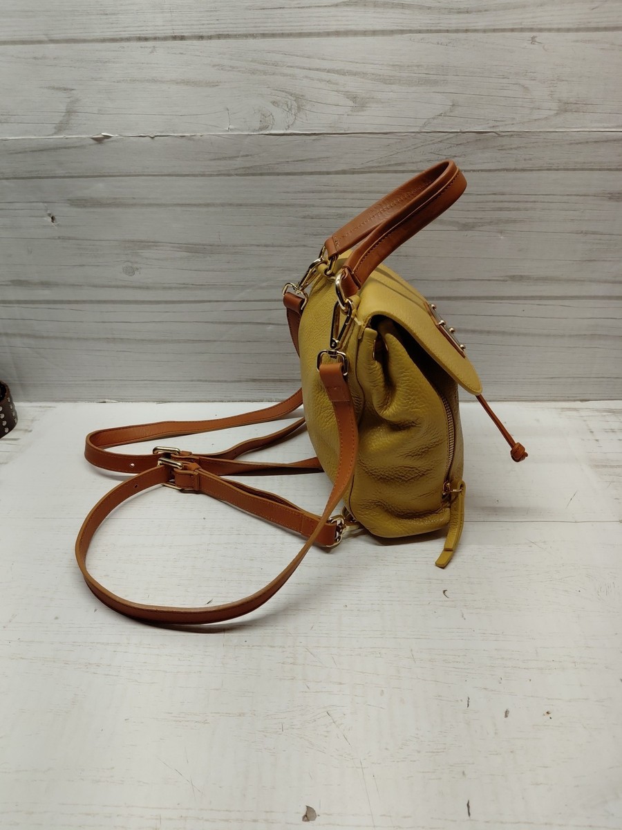 VALENTINA Italy Mustard Yellow Pebbled Leather Convertible  display picture 1