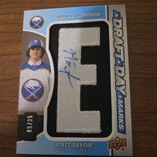 Matt Savoie 2022-23 SP Game Used Draft Day Marks Auto /35 #DDM-MS Buffalo Sabres