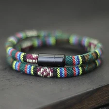 NEW Men’s Boho Rope Magnetic Bracelet Adventure Survival Beach Surf Pulsera