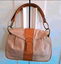 Bogner VINTAGE Tasche,  Boho Bag 90er, Leder/Nylon, Braun/Creme, Neupreis 600 € 
